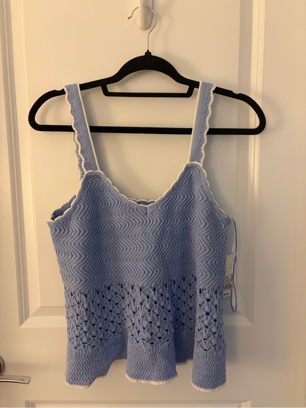 Target Light Blue Crochet Tank with White Trim
